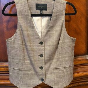 Banana Republic Glen Plaid Vest in Taupe and Brown size 8